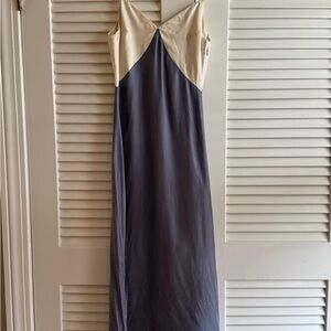 Cream and Gray Sleeveless Sheath Dress V-Neck Cocktail // Worn Twice
